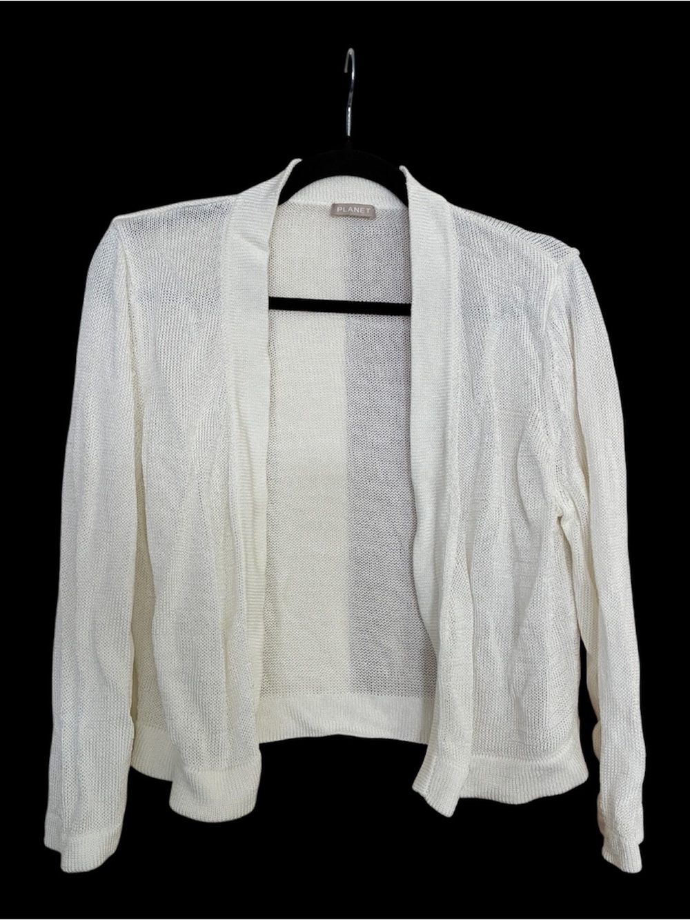 Planet Open-Front Cream Knit Cardigan Sz large
